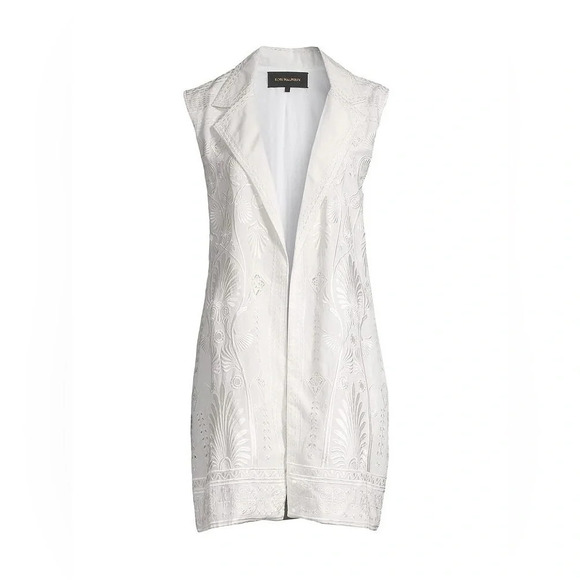 NWT Kobi Halperin Long Siena Vest Embroidered in Hab White size Medium - Picture 1 of 9